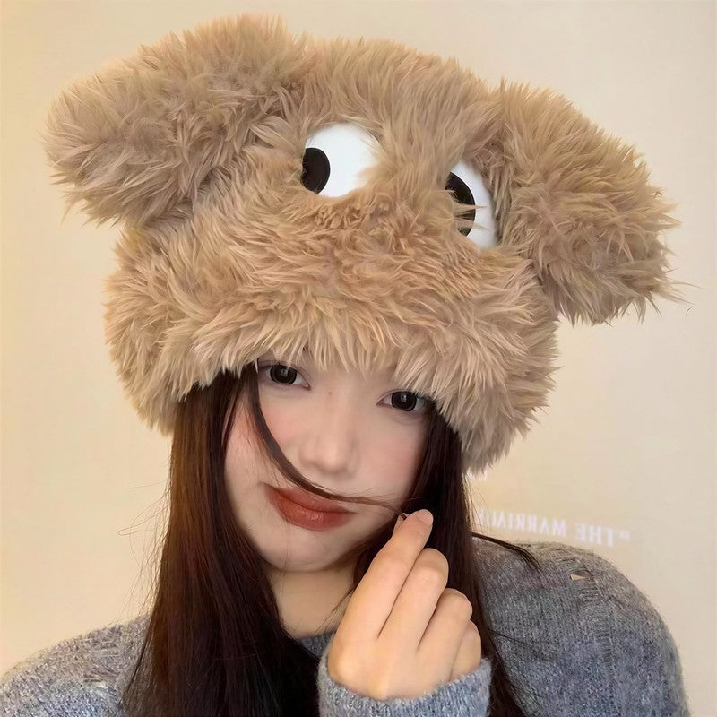 Bonnet d'hiver à oreilles d'ours en peluche - Kaki - One Size - image 0