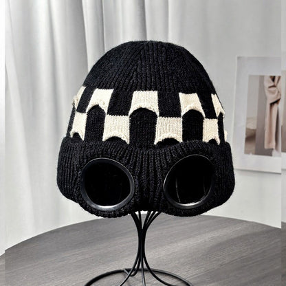 Bonnet côtelé à lunettes - Noir - One Size - image 3