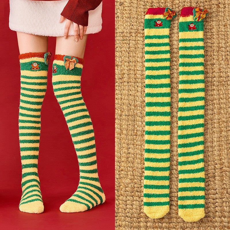 Chaussettes hautes de Noël douillettes - Jaune - One Size - image 1