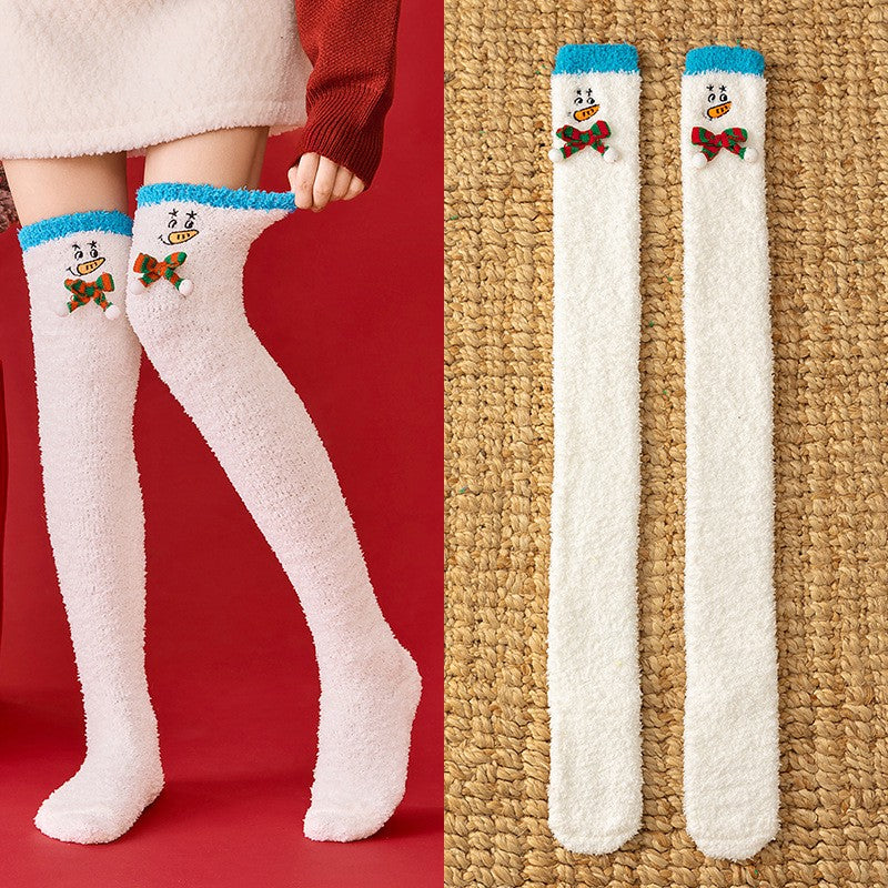 Chaussettes hautes de Noël douillettes - Blanc - One Size - image 2