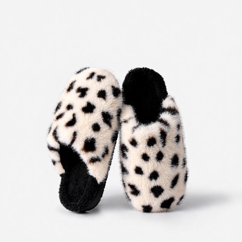 Pantoufles d'intérieur chaudes et confortables doublées de peluche à motif vache - Noir - EU44-45(US9-10) - image 9