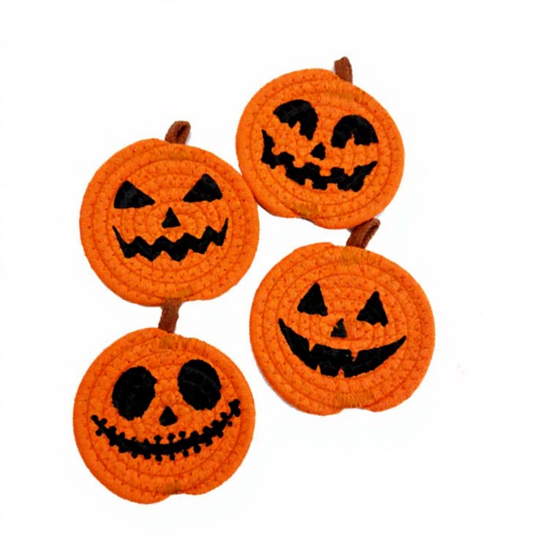 Dessous de verre citrouille d'Halloween (4 pièces) - Multicolore - One Size - image 0