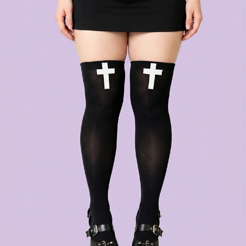 Chaussettes hautes à motif croix gothique (2 paires) - image 3