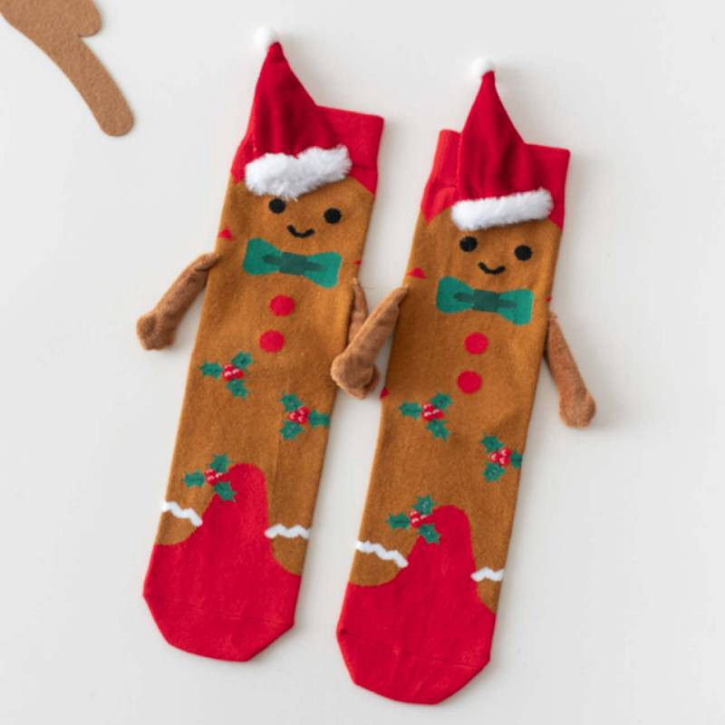 Chaussettes courtes tricotées sapin de Noël tenant une main - C - EU36-42(US3-8.5) - image 4