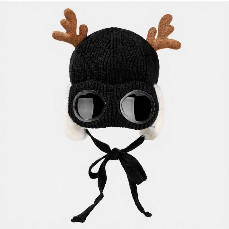 Lunettes de protection en bois de cerf, bonnet aviateur - Noir - One Size - image 12