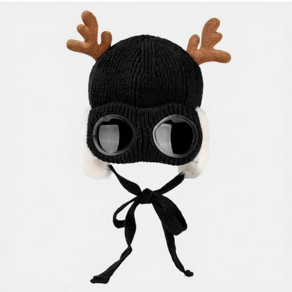 Lunettes de protection en bois de cerf, bonnet aviateur - Noir - One Size - image 12