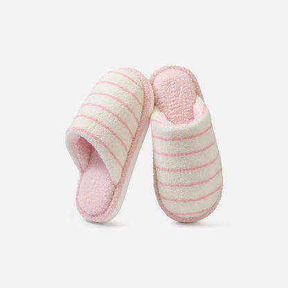 Pantoufles d'intérieur en peluche rayée, grandes tailles, confortables - Rose - EU44-45(US9-10) - image 7
