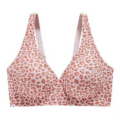 Soutien-gorge sans armatures à pois et imprimé léopard - Rose - 3XL - image 9