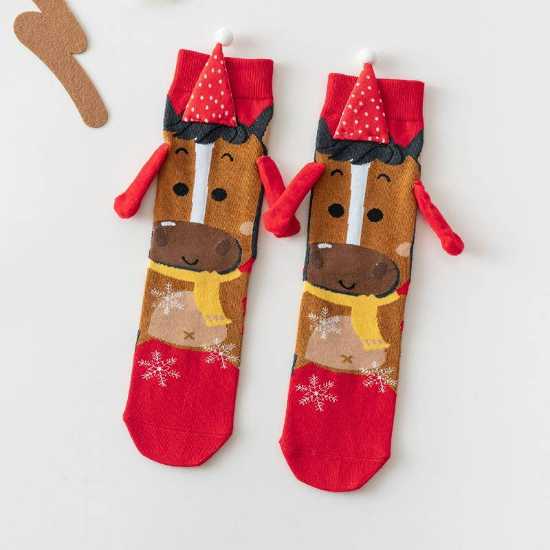 Chaussettes courtes tricotées sapin de Noël tenant une main - B - EU36-42(US3-8.5) - image 3