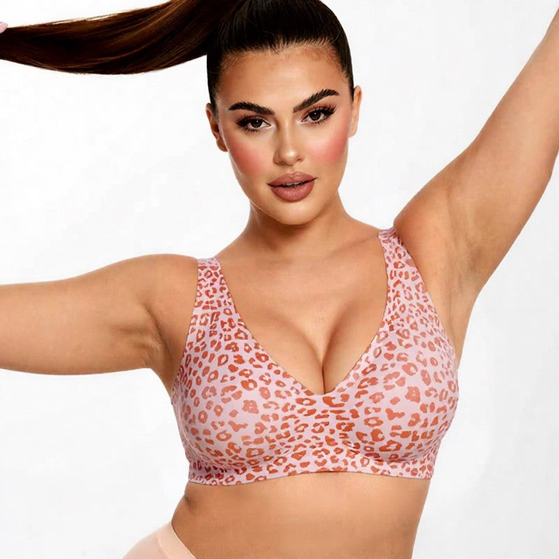 Soutien-gorge sans armatures à pois et imprimé léopard - image 1