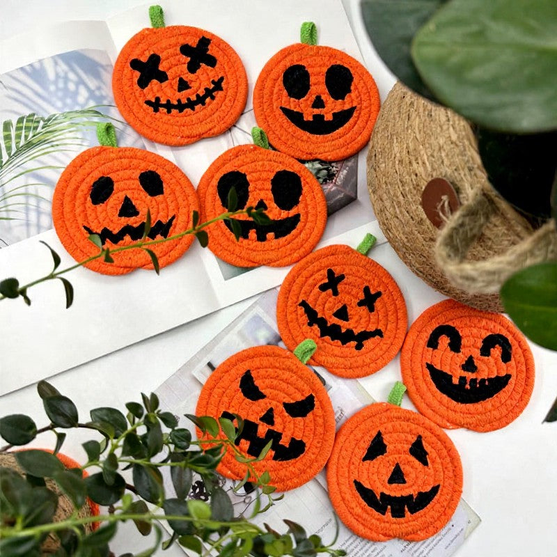 Dessous de verre citrouille d'Halloween (8 pièces) - Multicolore - One Size - image 0