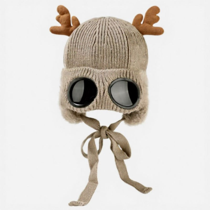 Lunettes de protection en bois de cerf, bonnet aviateur - Kaki - One Size - image 11