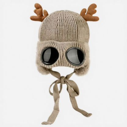 Lunettes de protection en bois de cerf, bonnet aviateur - Kaki - One Size - image 11
