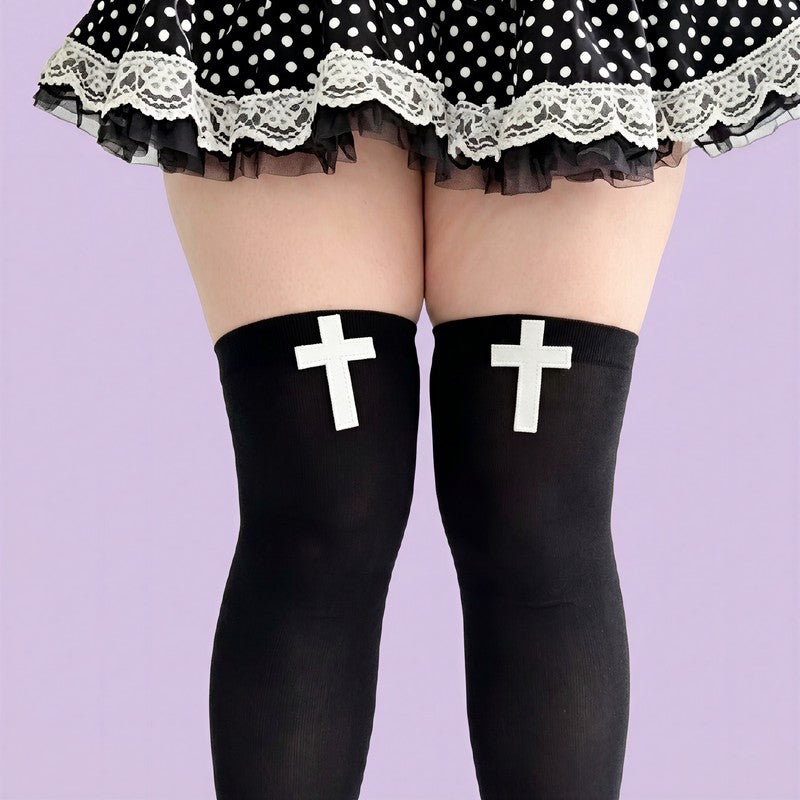 Chaussettes hautes à motif croix gothique (2 paires) - image 4