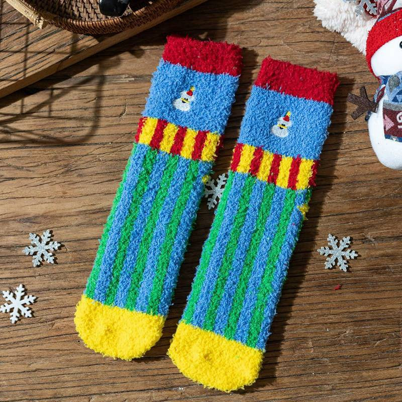 Chaussettes courtes festives à carreaux en peluche (6 paires) - image 2