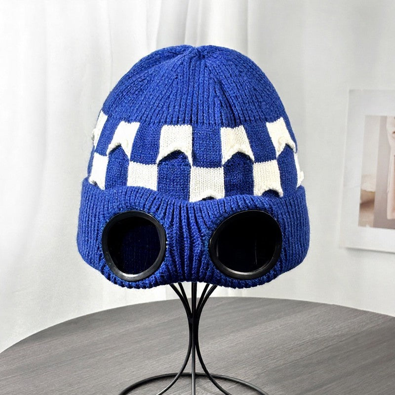 Bonnet côtelé à lunettes - Bleu royal - One Size - image 1