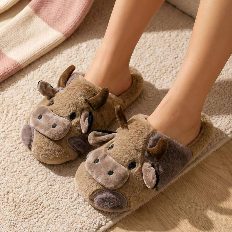 Pantoufles d'intérieur en peluche Cozy Cow - Brun - EU44-45(US10-11) - image 2