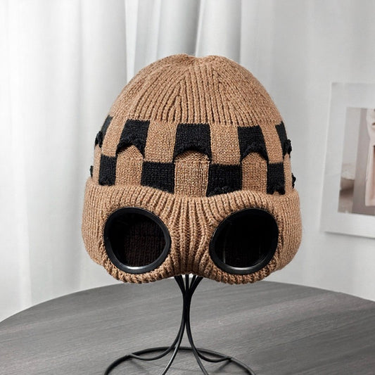 Bonnet côtelé à lunettes - Café - One Size - image 0