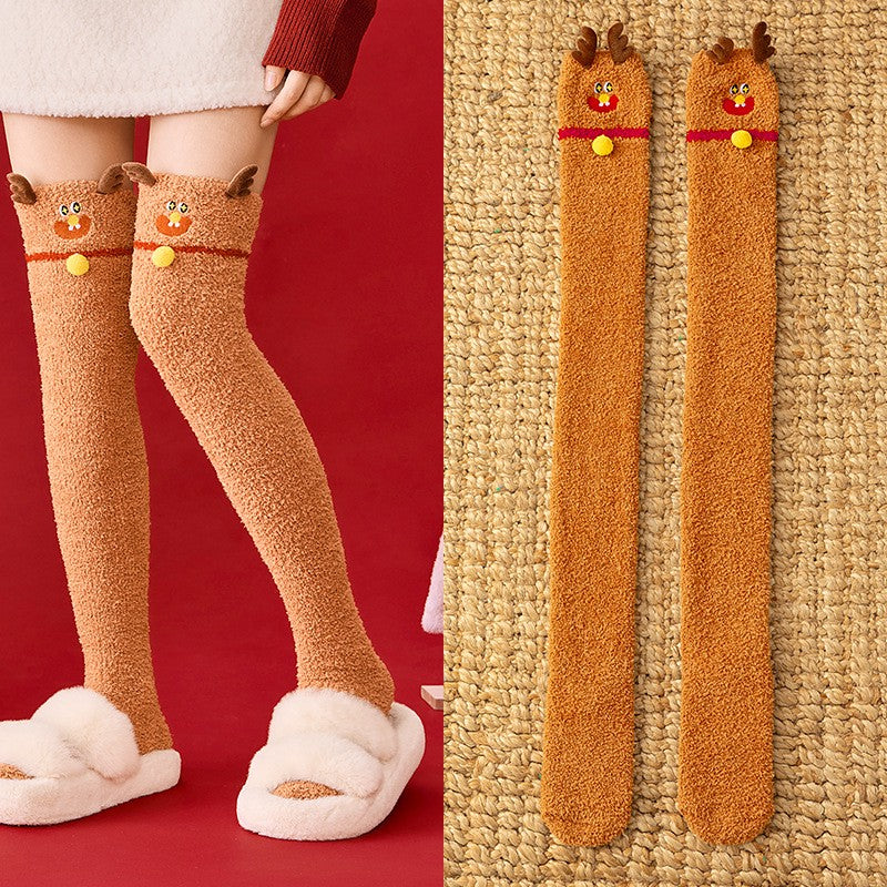 Chaussettes hautes de Noël douillettes - Café - One Size - image 3