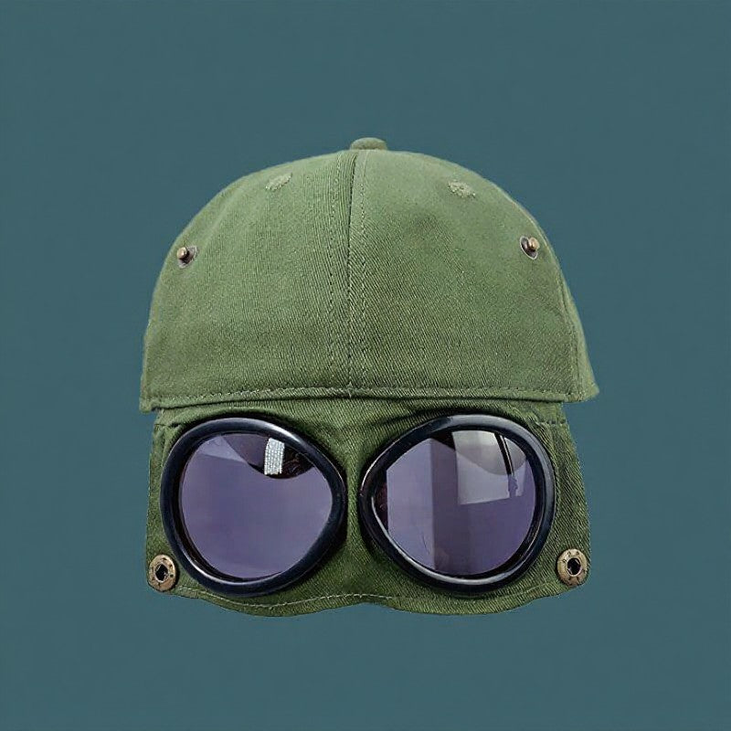 Chapeau style streetwear vintage à lunettes - Vert armée - One Size - image 6