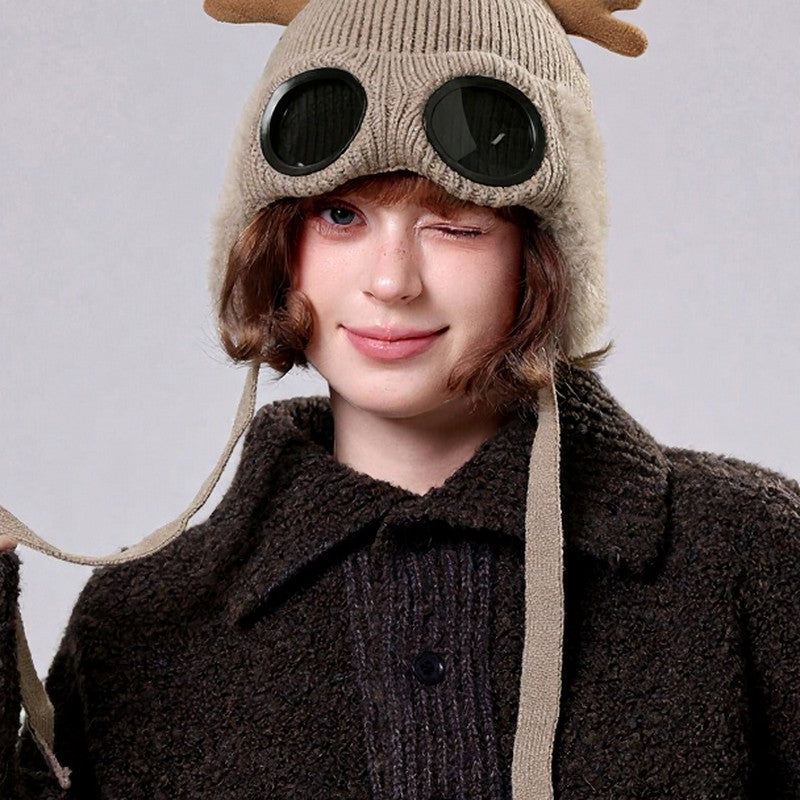 Lunettes de protection en bois de cerf, bonnet aviateur - image 7