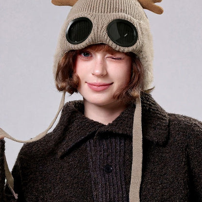 Lunettes de protection en bois de cerf, bonnet aviateur - image 7