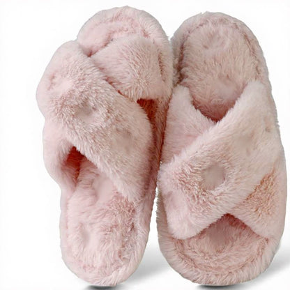 Pantoufles à brides croisées en peluche à bout ouvert - Rose - EU44-45(US9-10) - image 9