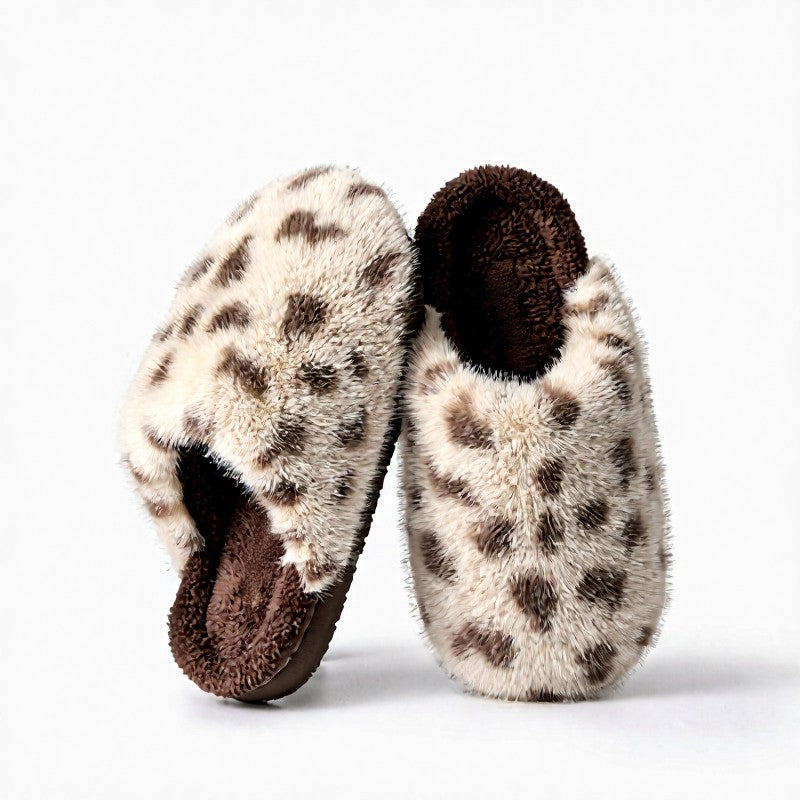 Pantoufles d'intérieur chaudes et confortables doublées de peluche à motif vache - Kaki - EU44-45(US9-10) - image 11