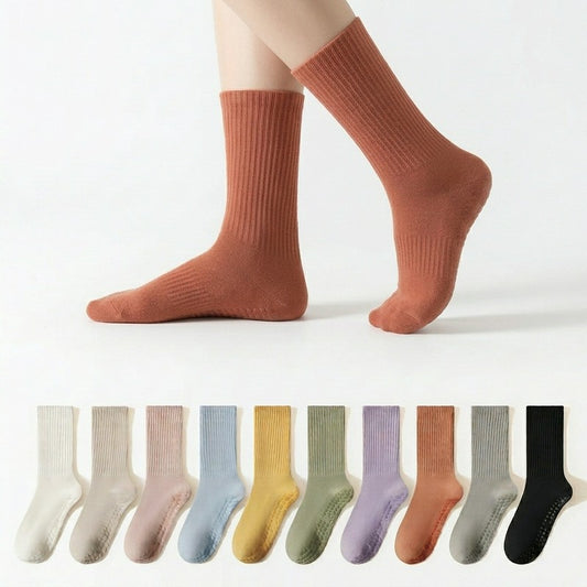 Chaussettes de yoga en mélange de coton côtelé doux (4 paires) - image 0