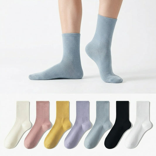 Chaussettes courtes en coton mélangé pour tous les jours (7 paires) - Multicolore - EU39-43(US6-9) - image 0