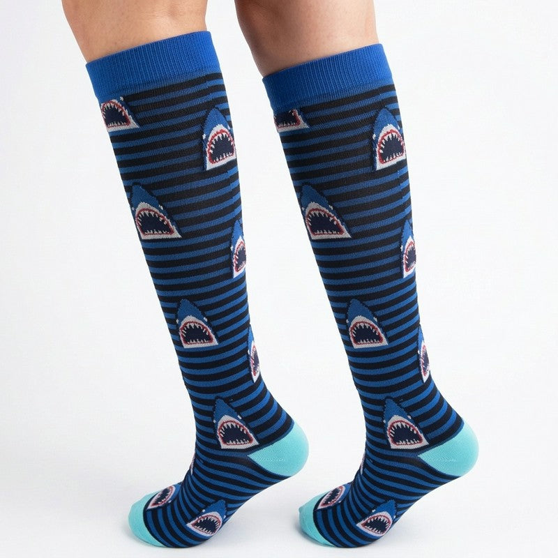 Chaussettes de compression à motifs animaux ludiques (3 paires) - Bleu marine - S/M - image 2
