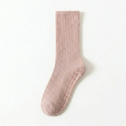 Chaussettes de yoga en mélange de coton côtelé doux (4 paires) - Rose - 40(US2-7) - image 5