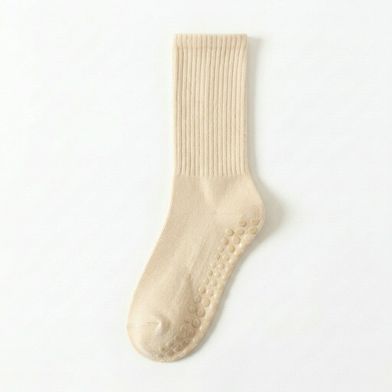 Chaussettes de yoga en mélange de coton côtelé doux (4 paires) - Beige + Jaune + Violet + Noir - 40(US2-7) - image 4