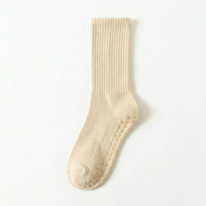 Chaussettes de yoga en mélange de coton côtelé doux (4 paires) - Beige + Jaune + Violet + Noir - 40(US2-7) - image 4