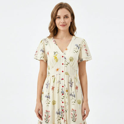 Robe maxi boutonnée sur le devant à motif botanique - image 7