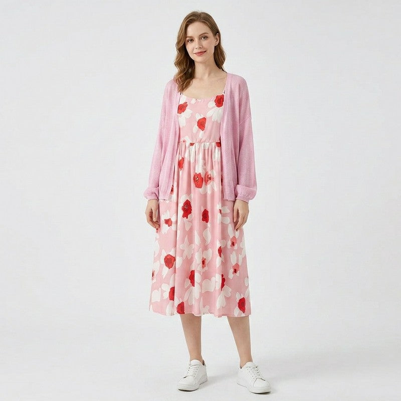 Ensemble deux pièces à fleurs rose poudré - image 9