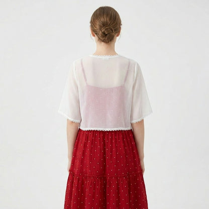Ensemble deux pièces robe à pois romantique - image 5