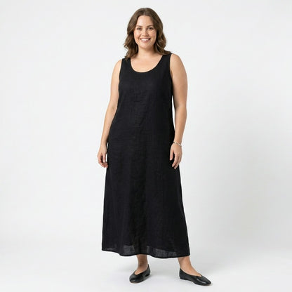 Robe midi décontractée sans manches en coton - image 3