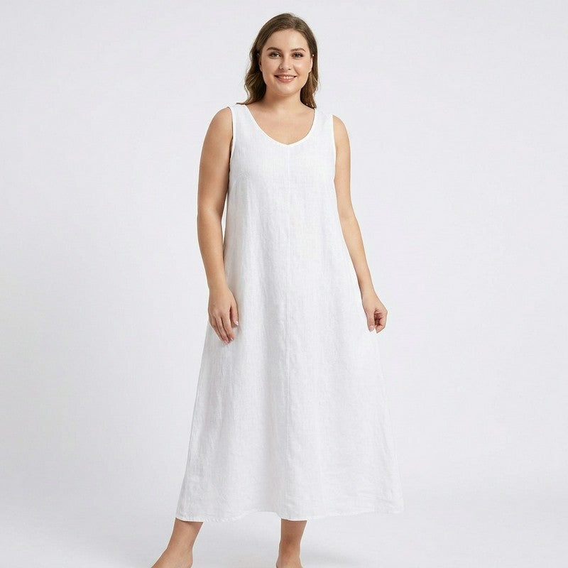 Robe midi décontractée sans manches en coton - image 6