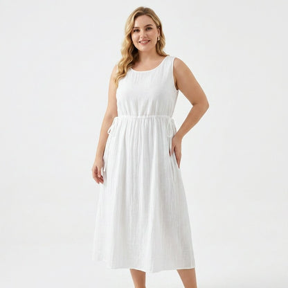 Robe midi à cordon en ramie lyocell - image 1