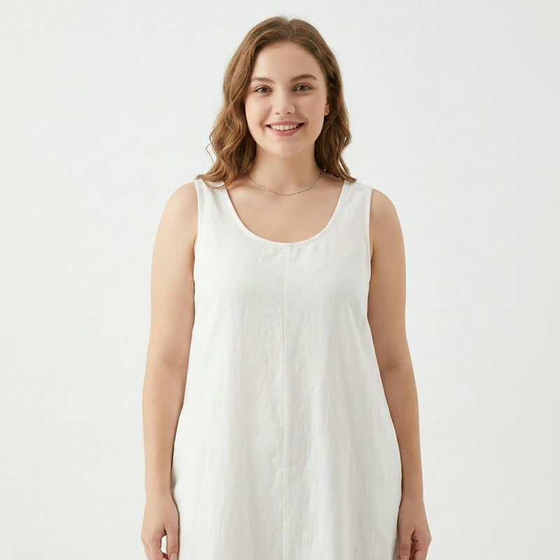 Robe midi décontractée sans manches en coton - image 8