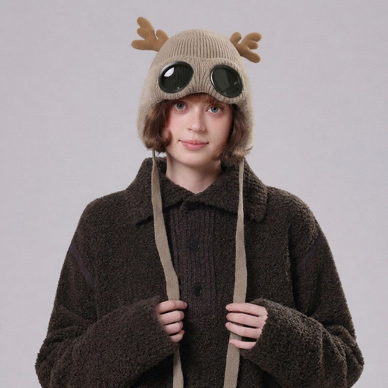 Lunettes de protection en bois de cerf, bonnet aviateur - image 6