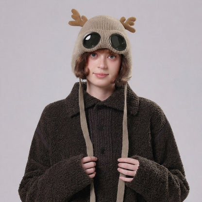 Lunettes de protection en bois de cerf, bonnet aviateur - image 6