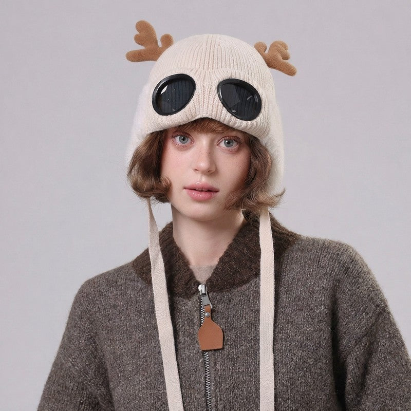 Lunettes de protection en bois de cerf, bonnet aviateur - image 5