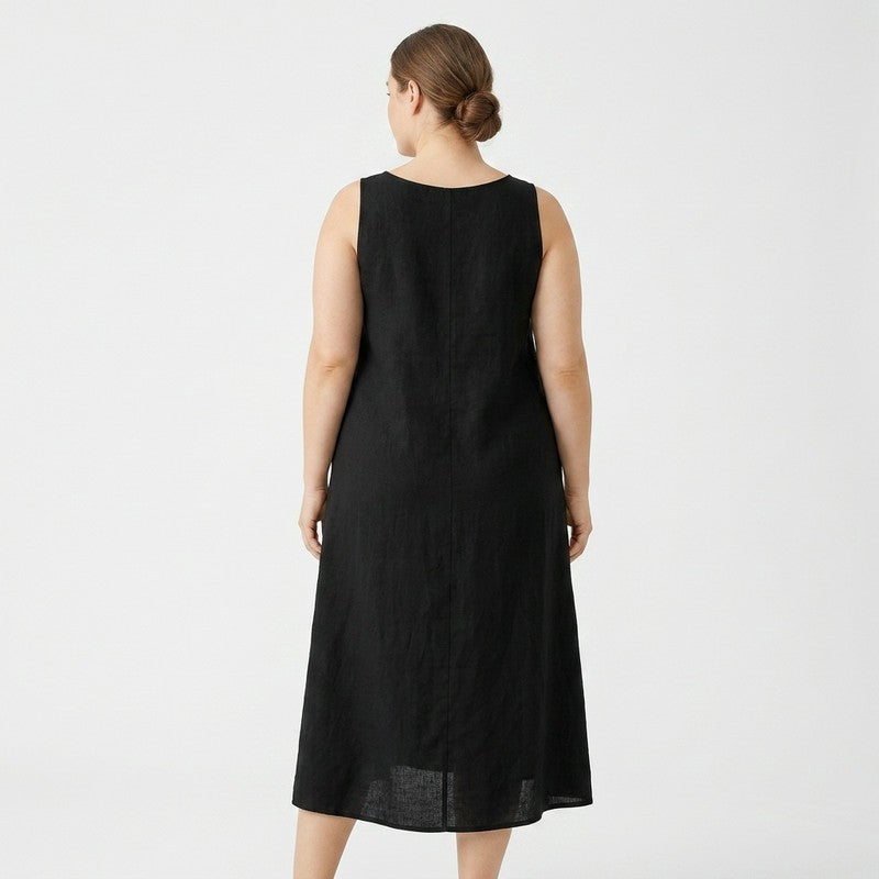 Robe midi décontractée sans manches en coton - image 4