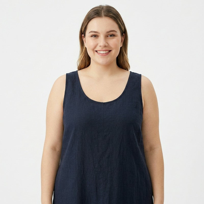 Robe midi décontractée sans manches en coton - image 5