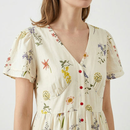 Robe maxi boutonnée sur le devant à motif botanique - image 6