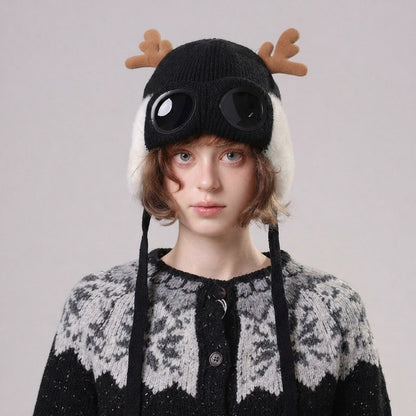 Lunettes de protection en bois de cerf, bonnet aviateur - image 4
