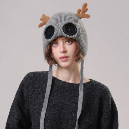 Lunettes de protection en bois de cerf, bonnet aviateur - image 3