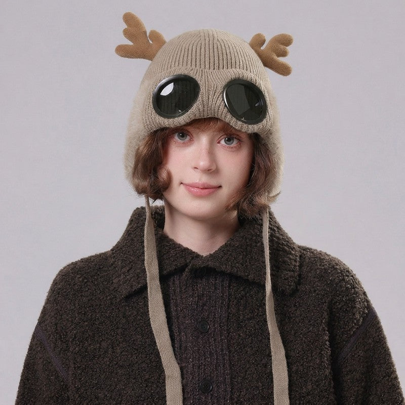 Lunettes de protection en bois de cerf, bonnet aviateur - image 2